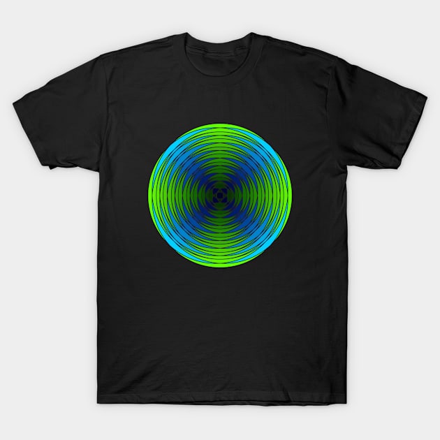 Fuzzy Circular Logic Green 3 T-Shirt by The Knotty Works